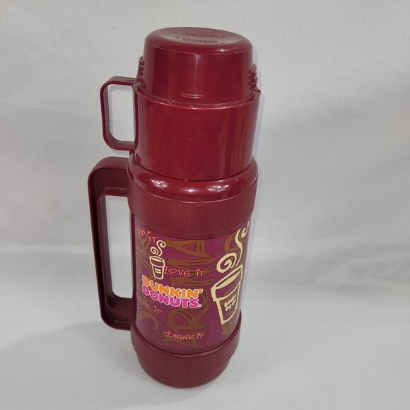Dunkin Donuts Vintage Thermos 1L Jug Hot Coffee Tea Cold Drink Red Cup Container - Picture 1 of 1